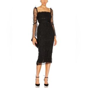 Self-Portrait Dot Mesh Midi Dress